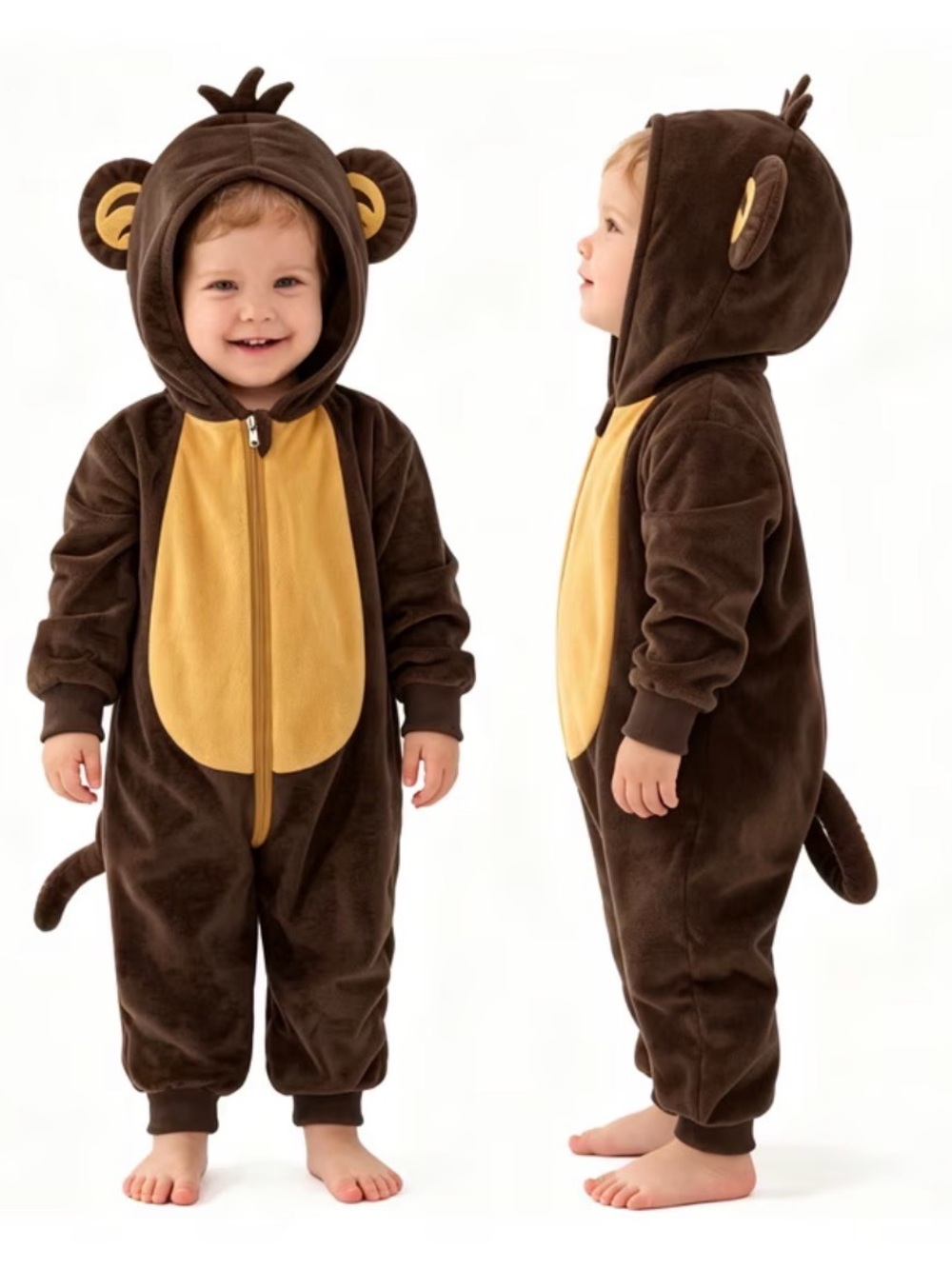 Infant Monkey Halloween Costume Hooded Onesie - 6-12 months
